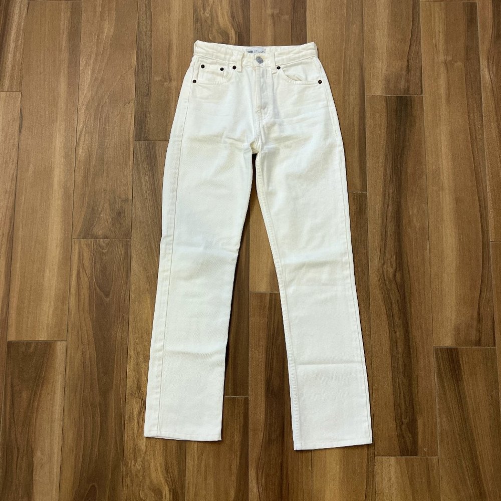 white straight leg jeans